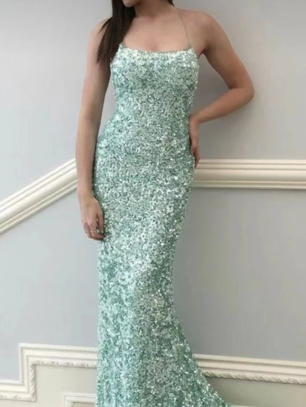 Sherri Hill strapless Blue/Aquamrine Prom Dress Decorated With Sequins Size 2
